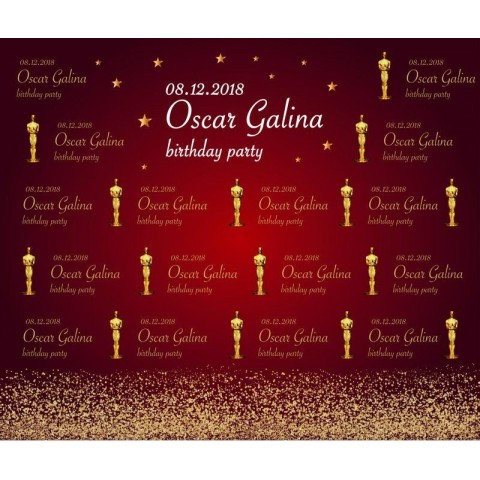 Баннер на день рождения (макет "Оскар", ПОД КЛЮЧ с печатью, доставкой, монтажом и вывозом)